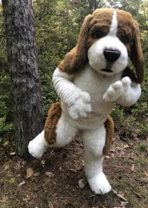 Beagle character costume filming